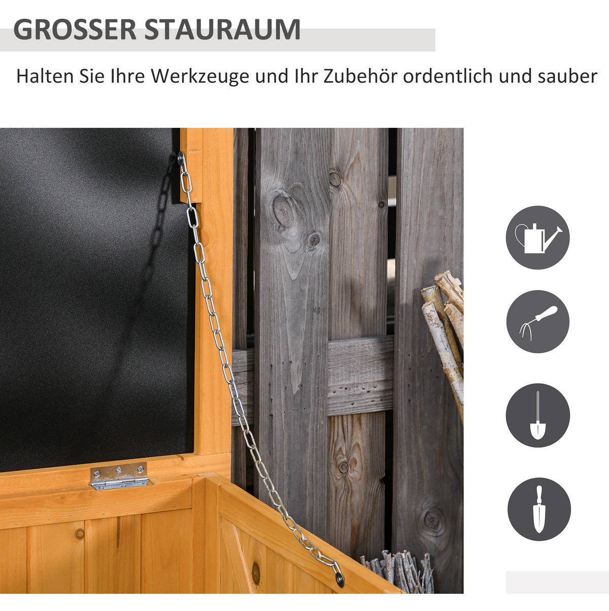 GARTENBOX 127/56/60 cm aus Fichtenholz mit aufklappbarem Deckel und viel Stauraum, Gelb - Gelb, Holz (56/60/127cm) - Redom