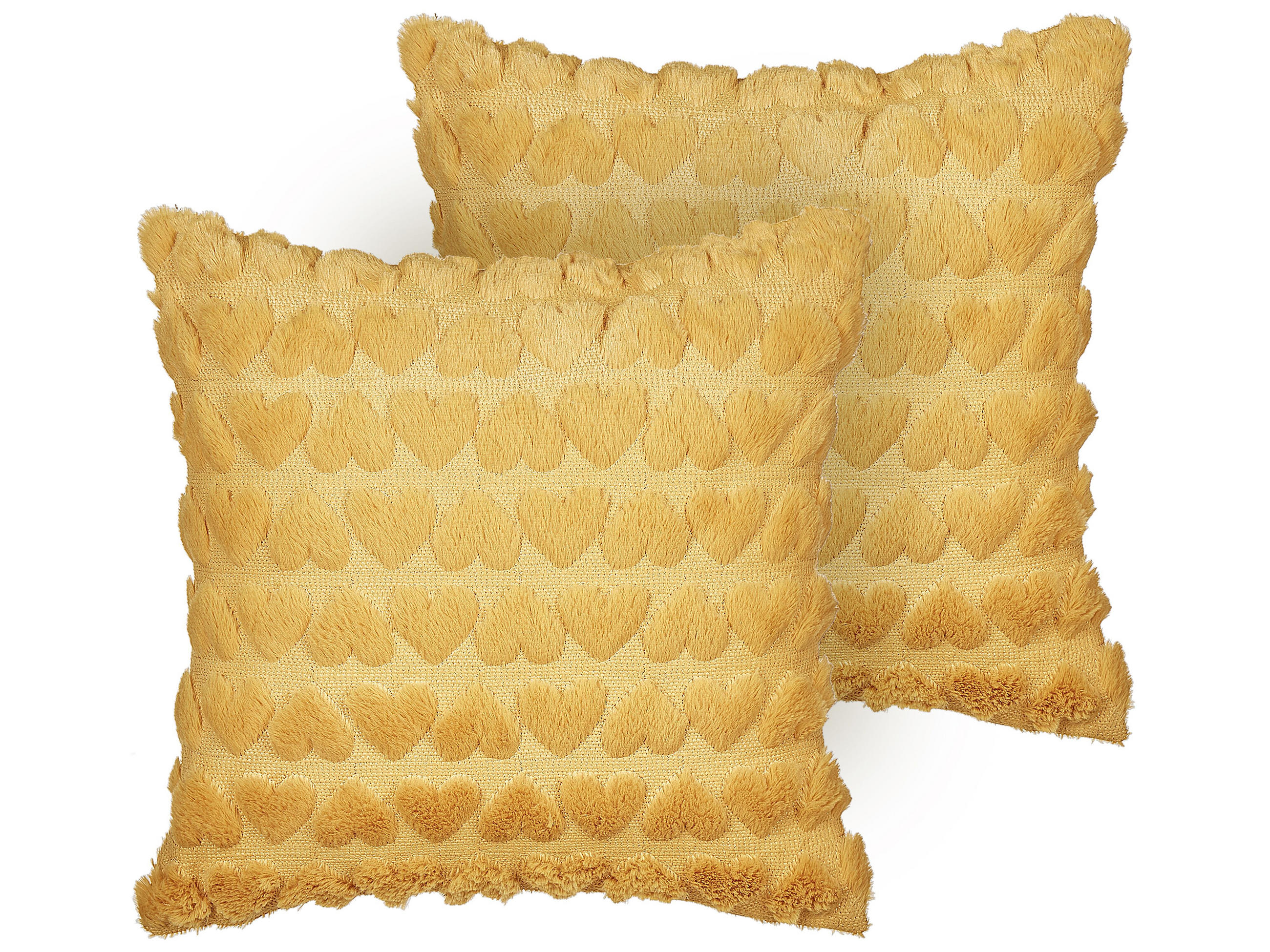 DEKOKISSEN 2er-Set Gelb 45/45 cm Astrantia - Gelb, Textil (45/45cm) - Beliani