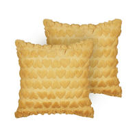 DEKOKISSEN 2er-Set Gelb 45/45 cm Astrantia - Gelb, Textil (45/45cm) - Beliani