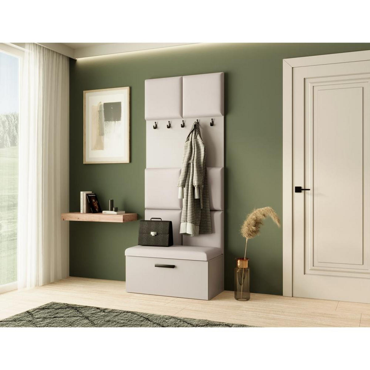 GARDEROBE Margaret I 81/203/43 gepolsterten Paneelen - Kaschmir/Schwarz, Holzwerkstoff/Kunststoff (81/203/43cm) - Beautysofa