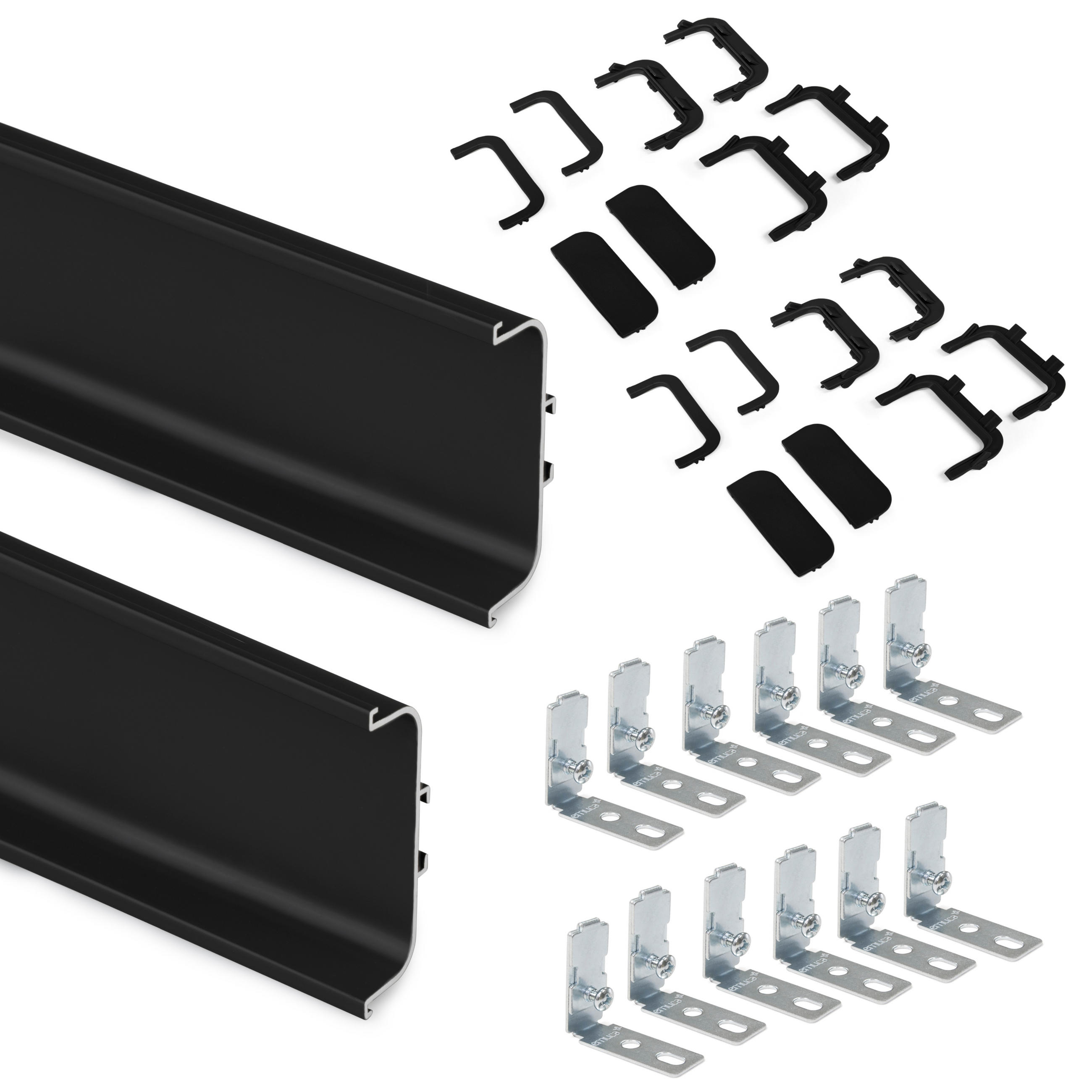 ZENTRALPROFILE Gola für Küchenmöbel, Länge 2,35m, mit Zubehör, Aluminium, Schwarz lackiert 2er-set - Schwarz, Metall (2.43/235cm) - EMUCA