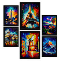 POSTER Set Mit 6 Hoch Aufragend Im Ölgemälde Stil A3 & A4 Rahmenlos - Klar, Papier (29/3cm) - Nacnic