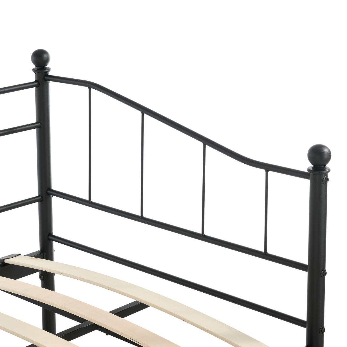 TAGESBETT Arjeplog - Schwarz, Metall (90/200cm) - [en.casa]