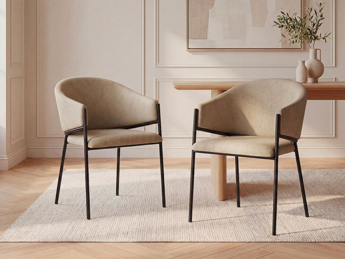 STUHL - 53 cm x 61 cm - samt - beige Ordida - Beige, Textil (53/80/61cm) - Vente-Unique