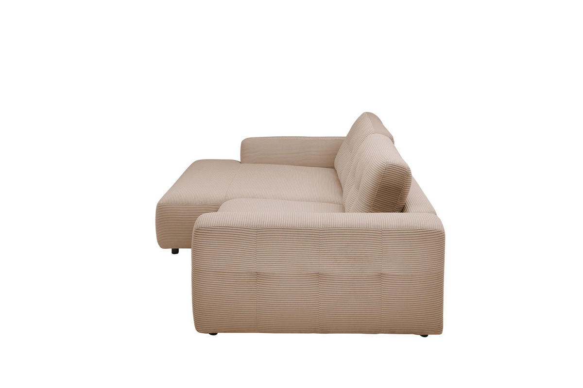 ECKSOFA XL MIKA Taupe Cord - Taupe/Schwarz, Kunststoff/Textil (296/167cm) - KAWOLA