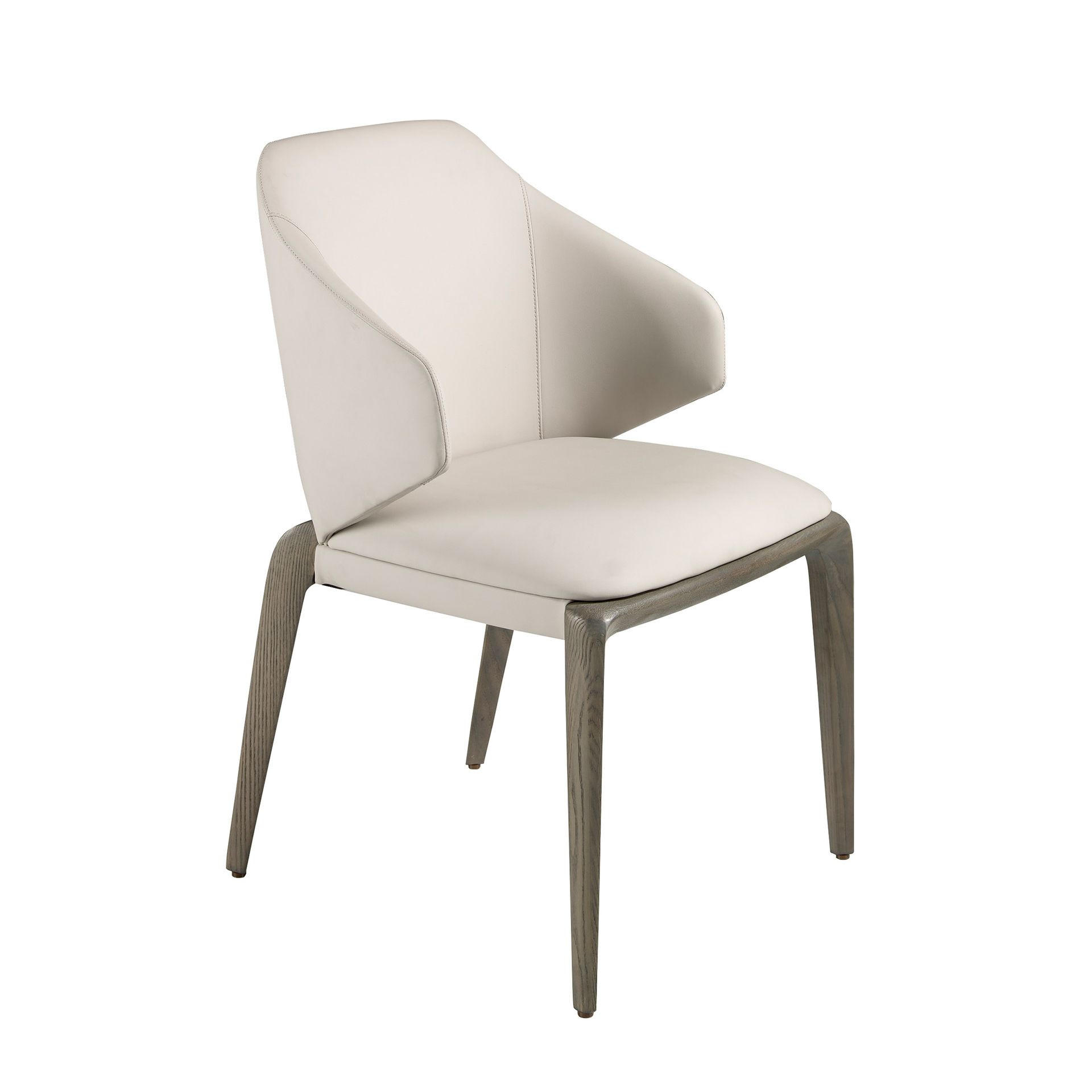 STUHL Cremefarbener Kunstlederstuhl 53/54/82 cm - Eichefarben/Creme, Leder (53/82/54cm) - ANGEL CERDA