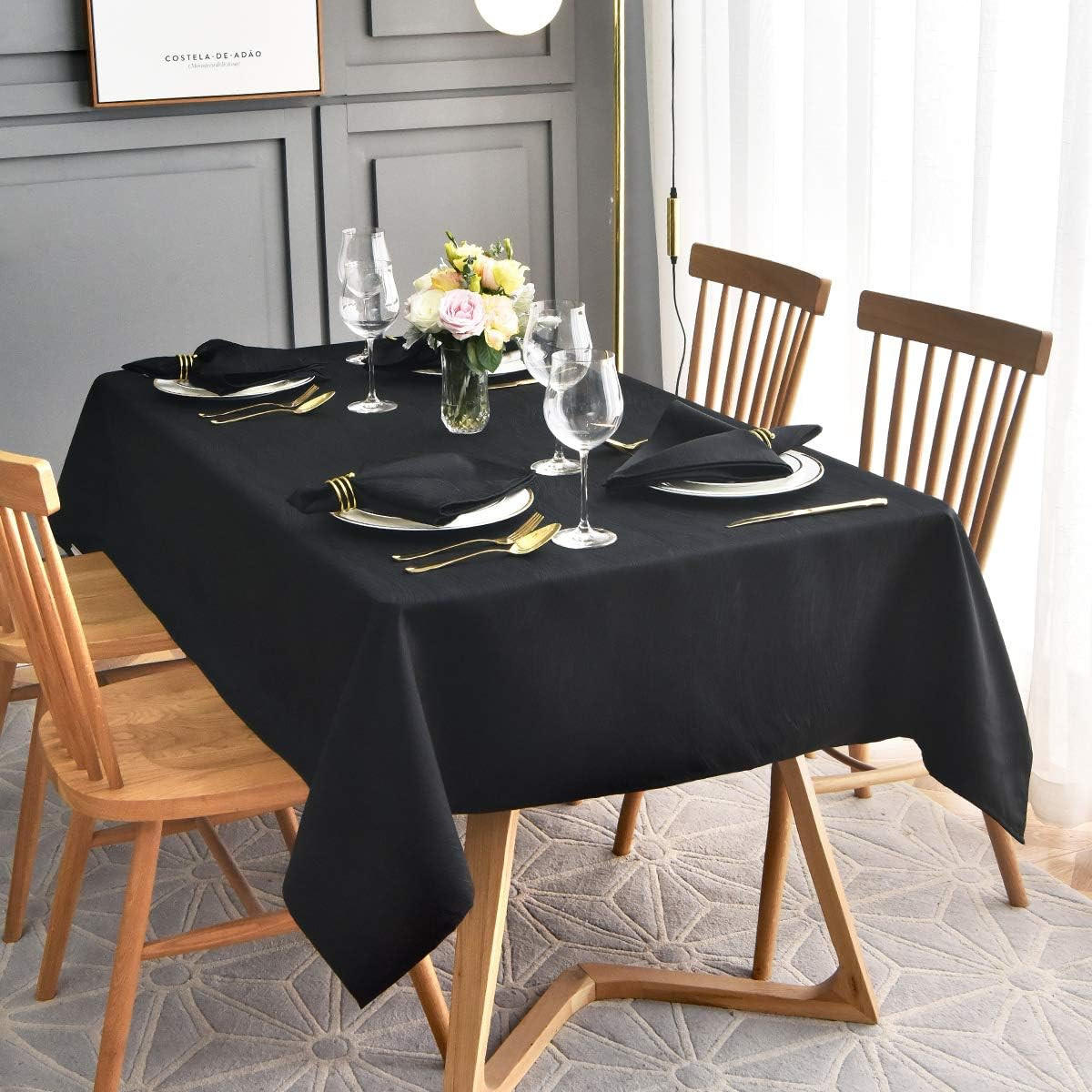 TISCHDECKE – 140 x 220 cm- Schwarz - Schwarz, Textil (140/220cm)