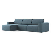 ECKSOFA Links Strukturstoff Stoff Blau - Blau/Schwarz, Kunststoff/Textil (167/314cm) - Makamii