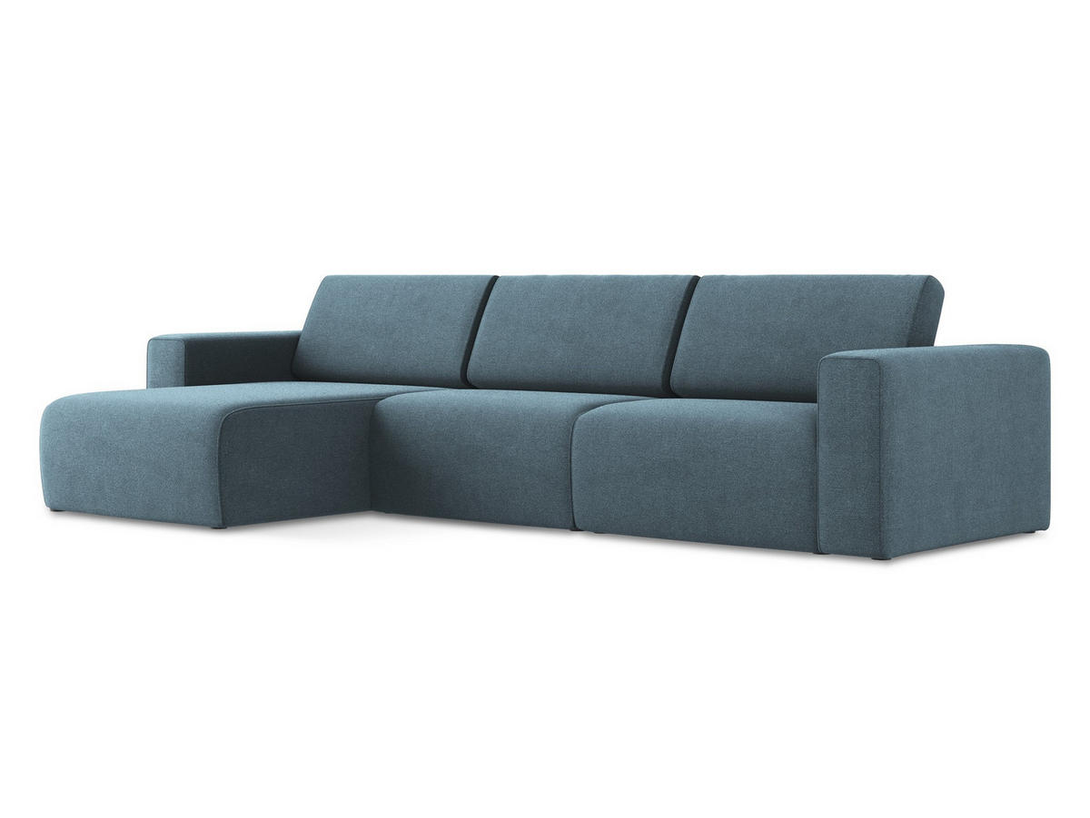ECKSOFA Links Strukturstoff Stoff Blau - Blau/Schwarz, Kunststoff/Textil (167/314cm) - Makamii
