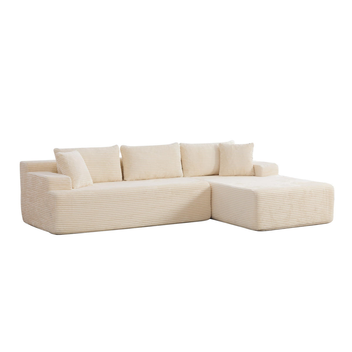ECKSOFA 272/174/74.5 cm Elfenbein mit rutschfestem Boden - Ecru, Textil (174/74.5/272cm) - Oxeza