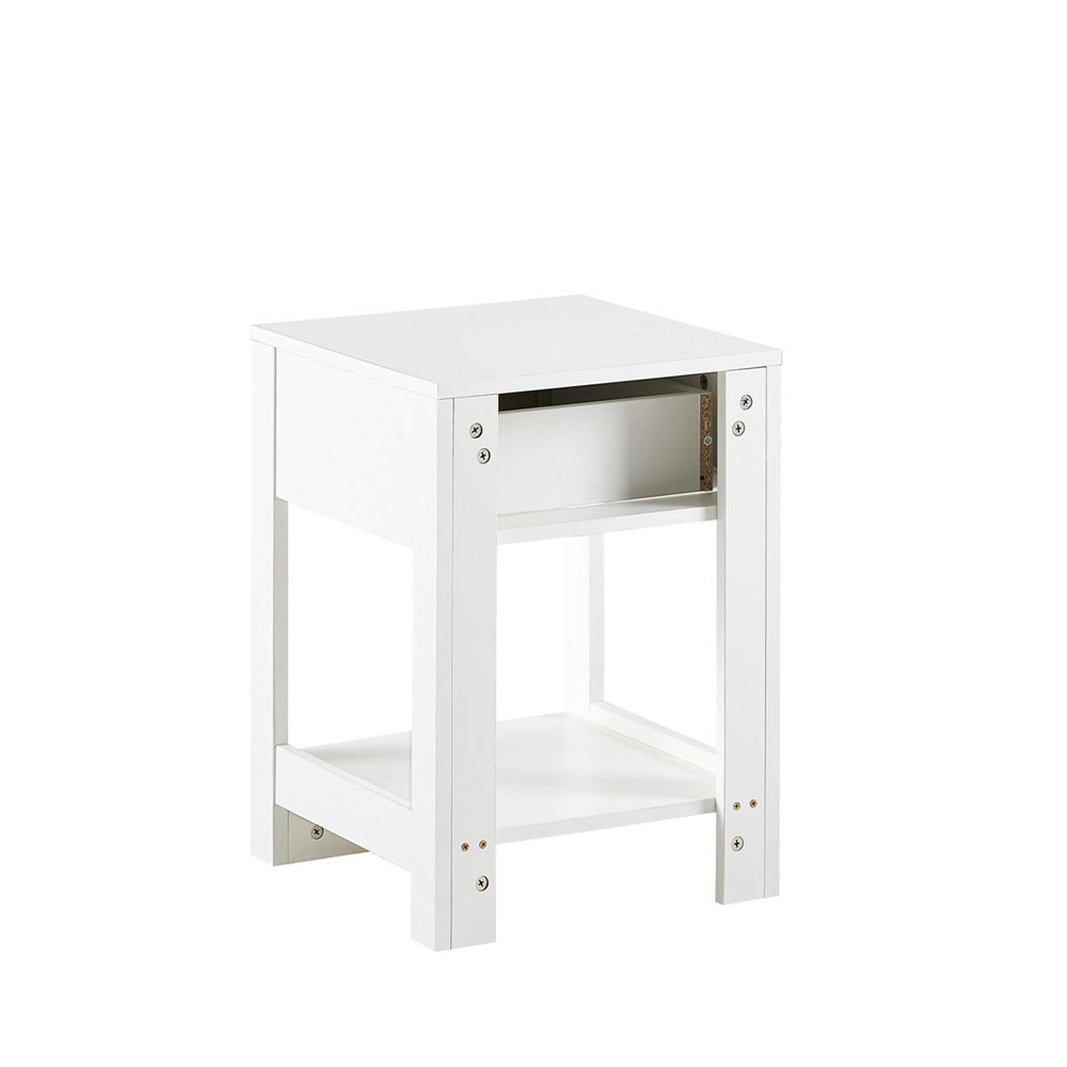 NACHTTISCH Rattan 40/55/40 cm mit Schublade Weiß - Weiß, Holz (40/55/40cm) - Kaket