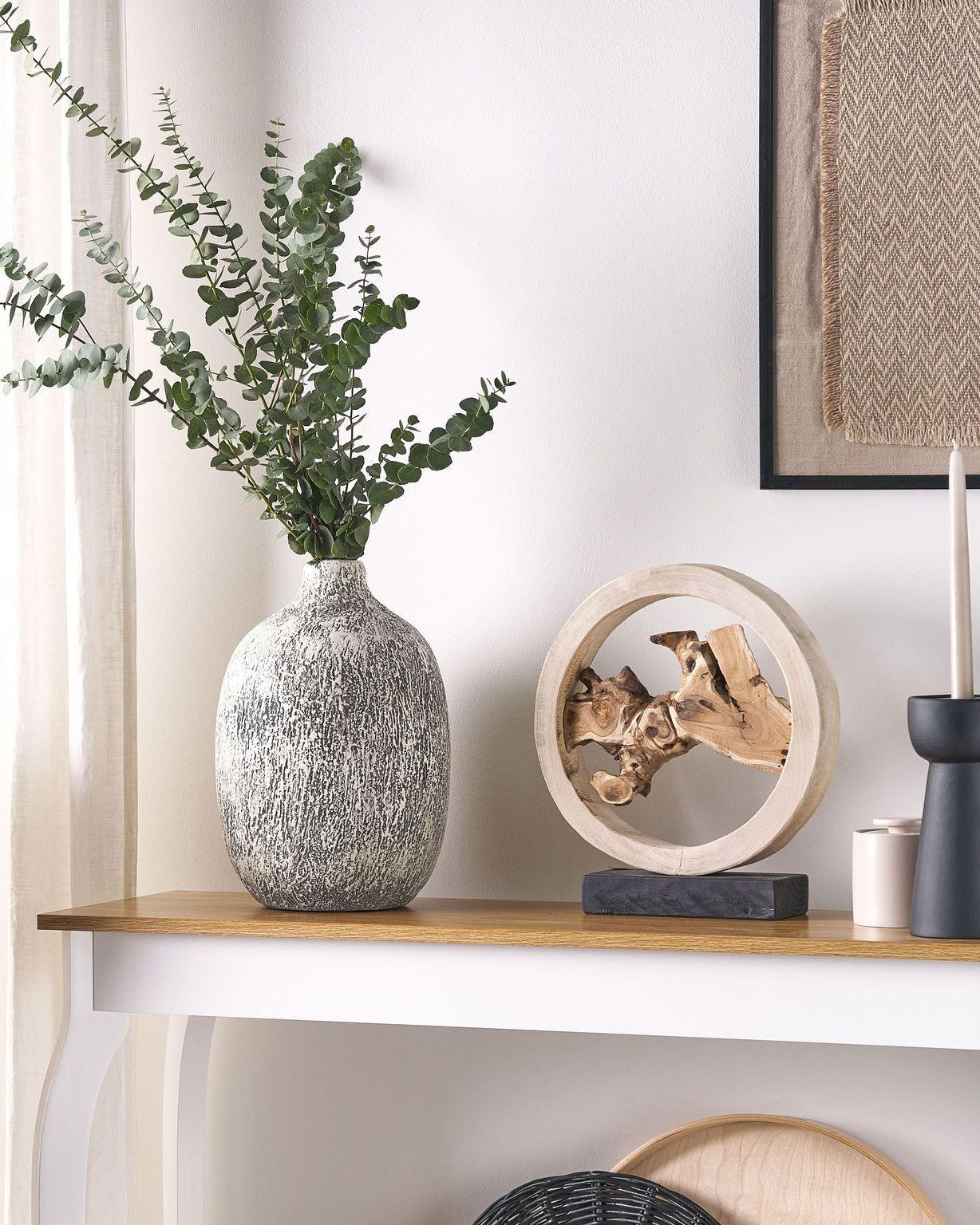 BLUMENVASE Terrakotta grau Vigo - Grau, Stein (36cm) - Beliani