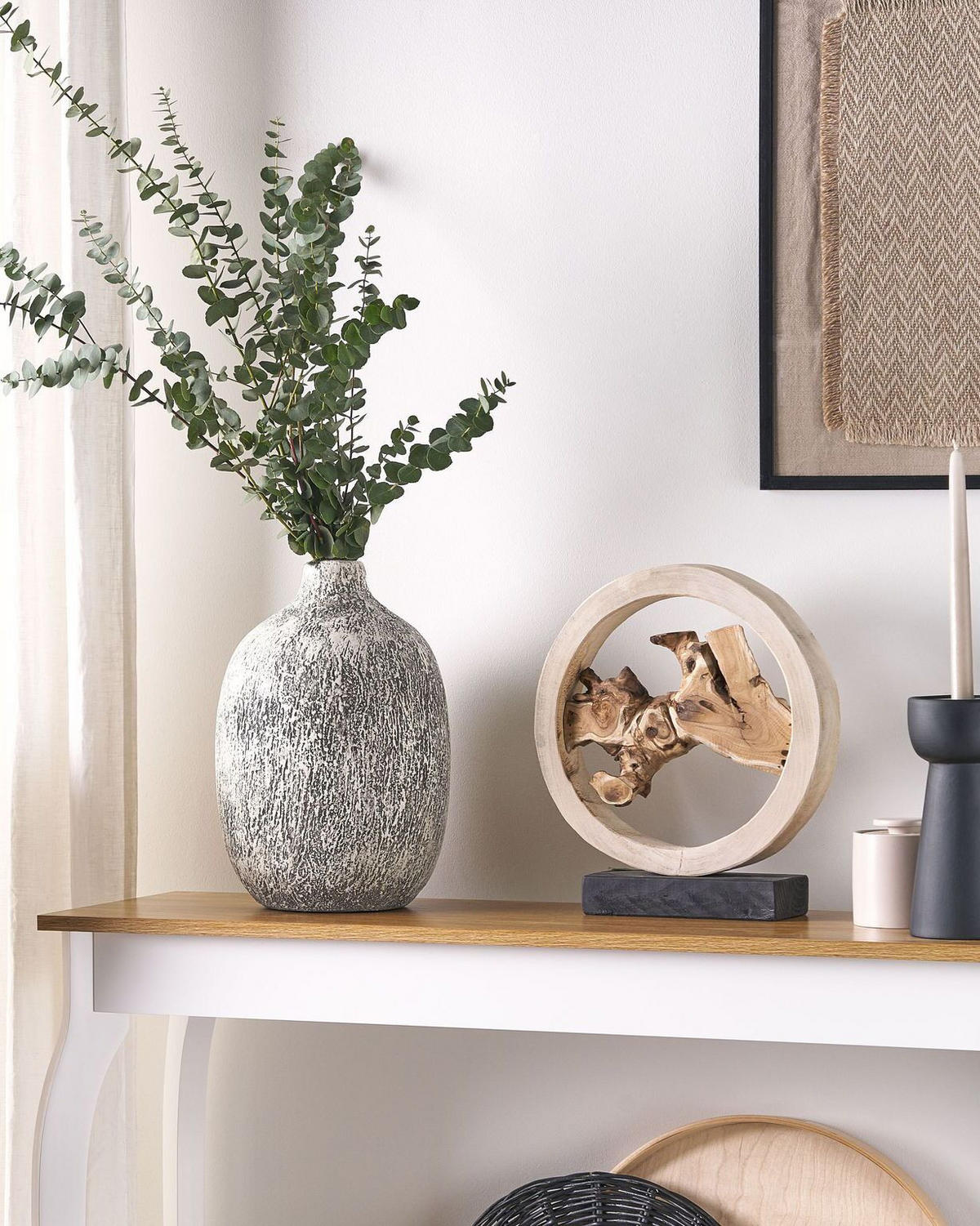 BLUMENVASE Terrakotta grau Vigo - Grau, Stein (36cm) - Beliani