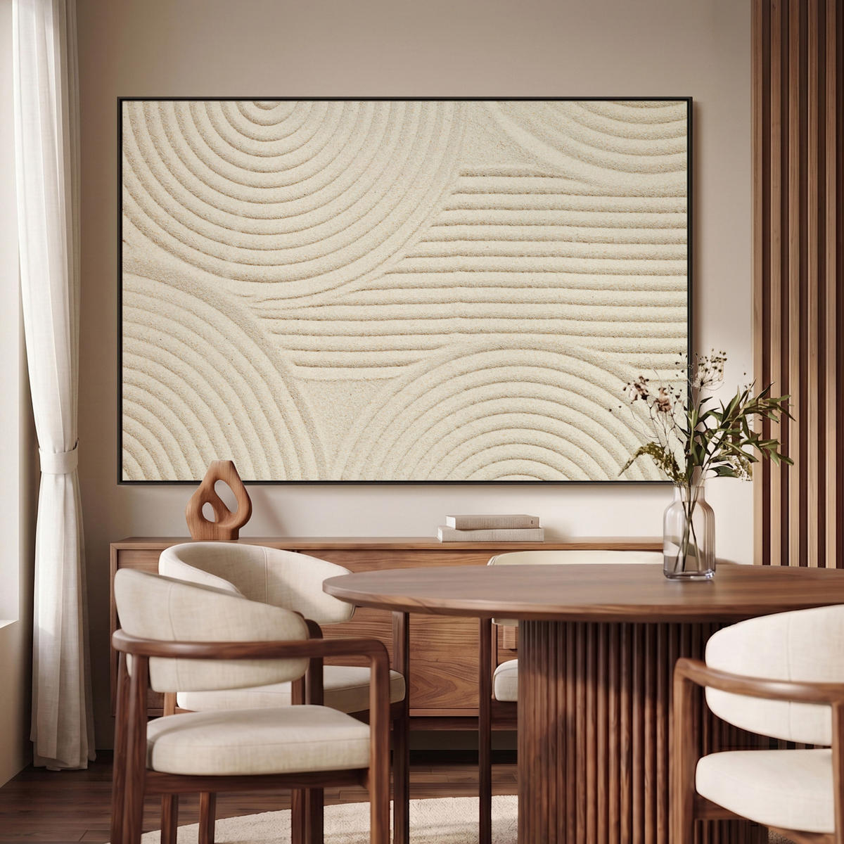 LEINWAND Bilder mit Rahmen - Muster - Abstrakt - Weiß - 120x80 - Beige, Textil (120/80cm) - MuchoWow