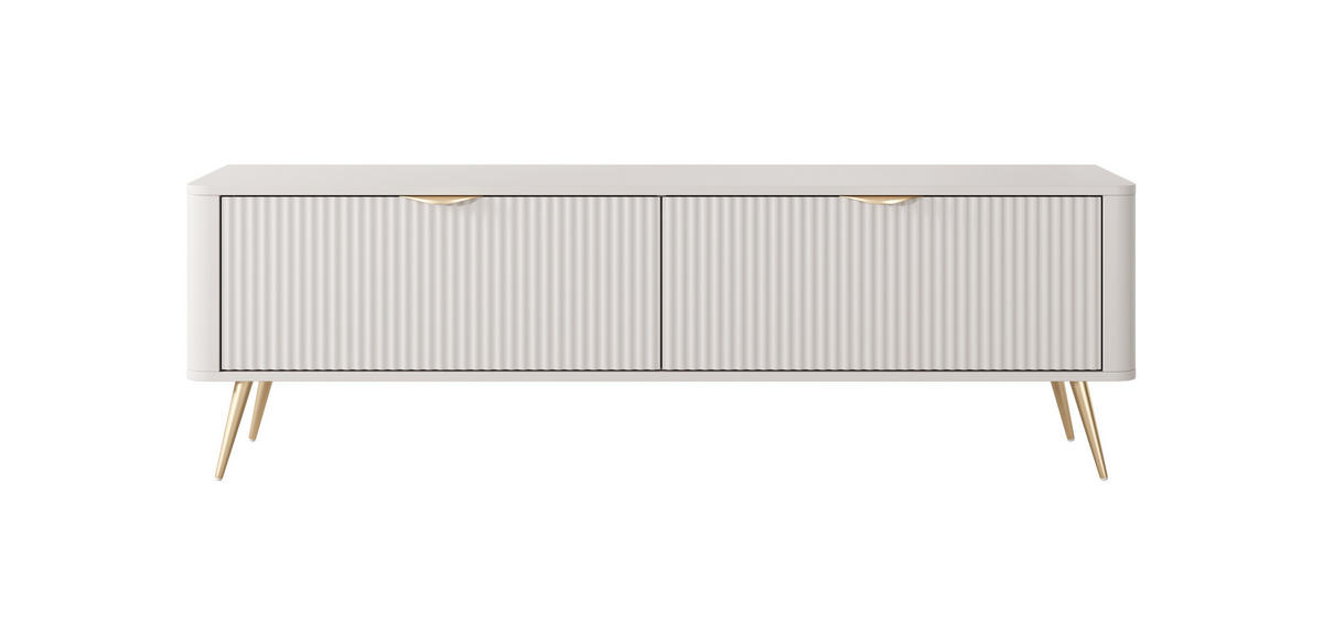 TV-SCHRANK Lante 163 Beige, Goldene Beine, Tv-Tisch mit 2 Türen - Beige, Holzwerkstoff (163/51/38cm) - Bettso