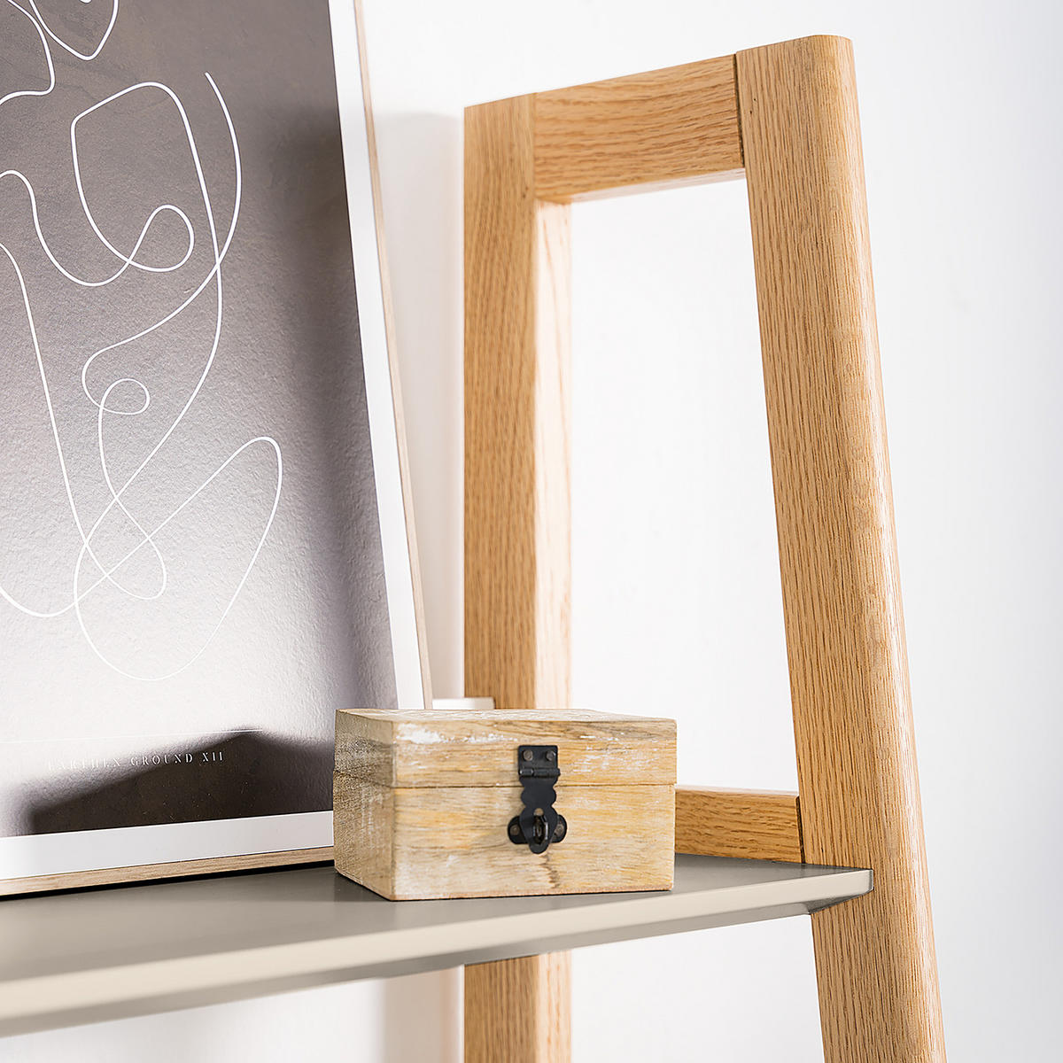 LEITERREGAL - Holzwerkstoff / Teilmassivholz - Taupe, Holz/Holzwerkstoff (80/180/40cm) - home24