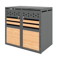 MÜLLTONNENBOX Mit Klappdeckel Holzoptik/Grau - Braun, Metall (132/120/80cm) - ComfortXL