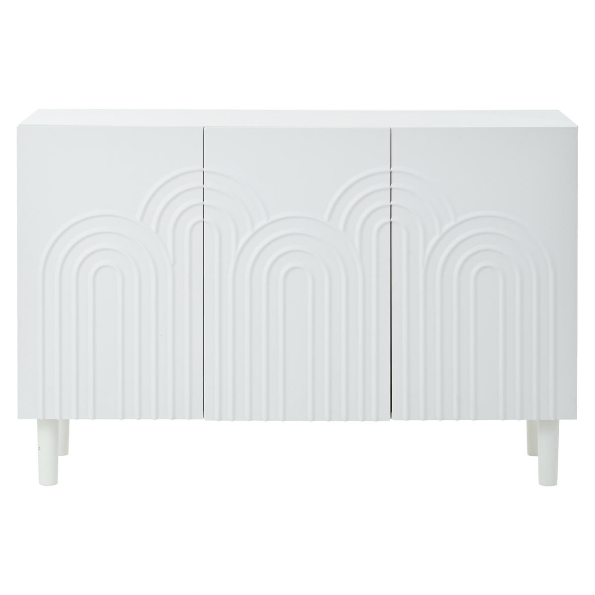 SIDEBOARD 120 cm in Weiß Kommode mit 3 Designtüren & verstellbaren Fächern - Weiß, Holzwerkstoff (120/79/38.5cm) - Urban Meuble