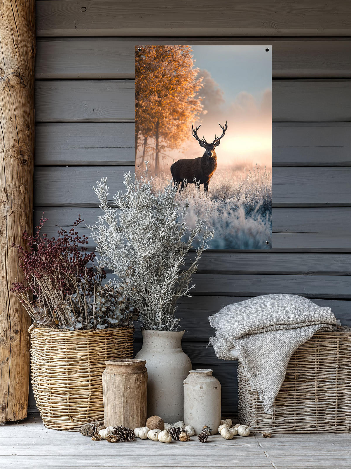 GARTEN-POSTER 60x90 cm Gartendeko: Hirsch - Beige, Kunststoff (60/90/2cm) - artissimo