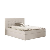 BOXBETT Mit Matratze Und Bettkasten, LUDANO Stoff Cayenne Hellbeige 160x200 cm H3-Bonell - Beige, Holz (160/200cm) - Kaiser Möbel