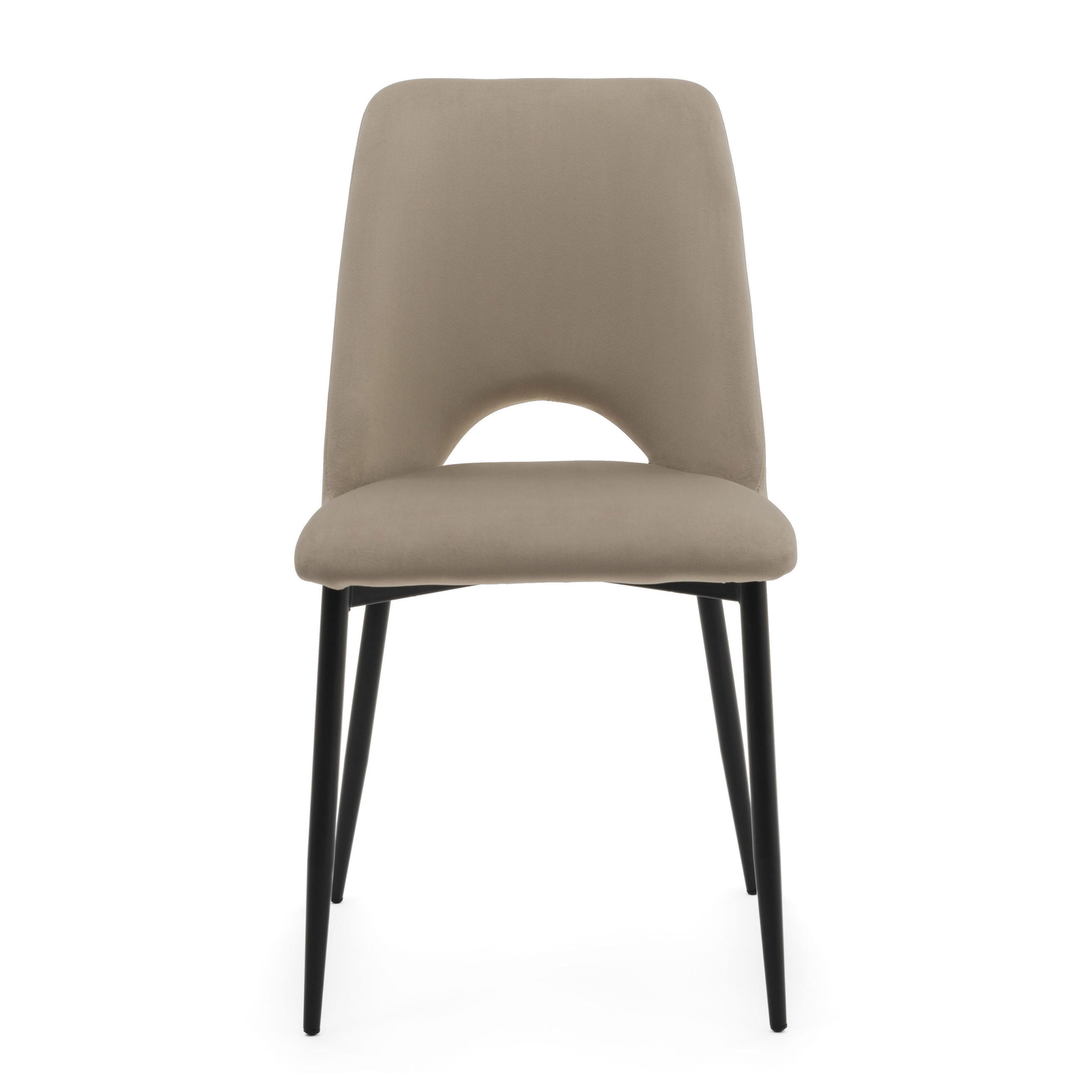 STUHL ORO gepolsterter mit Steppung - dunkelbeige - Samt Velour - Schwarz/Braun, Textil/Metall (47/91/55cm) - NEW HOME