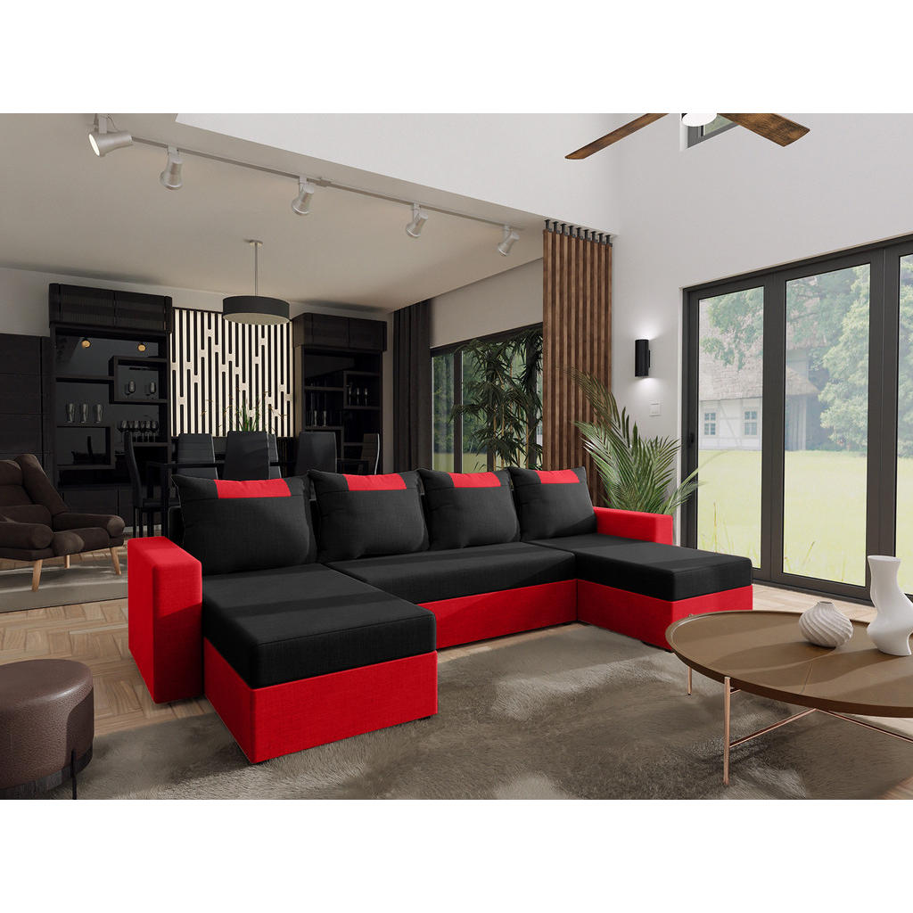 Thumbnail - Fedve Wohnlandschaft, Schwarz, Textil, L-Form, 298x85x207 cm, Wohnzimmer, Sofas & Couches, Wohnlandschaften, Wohnlandsch...