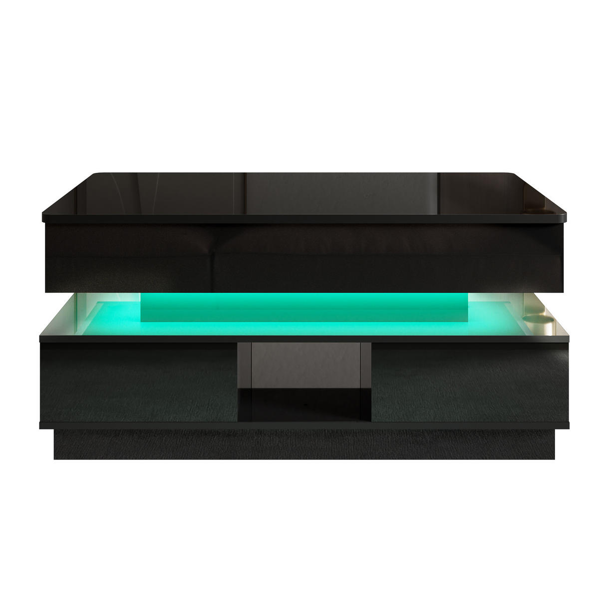 COUCHTISCH 90/48/42,5 cm schwarz aus MDF mit Höhenverstellung, LED und Steckdose - Schwarz, Holzwerkstoff (48/90/42.5cm) - OKWISH
