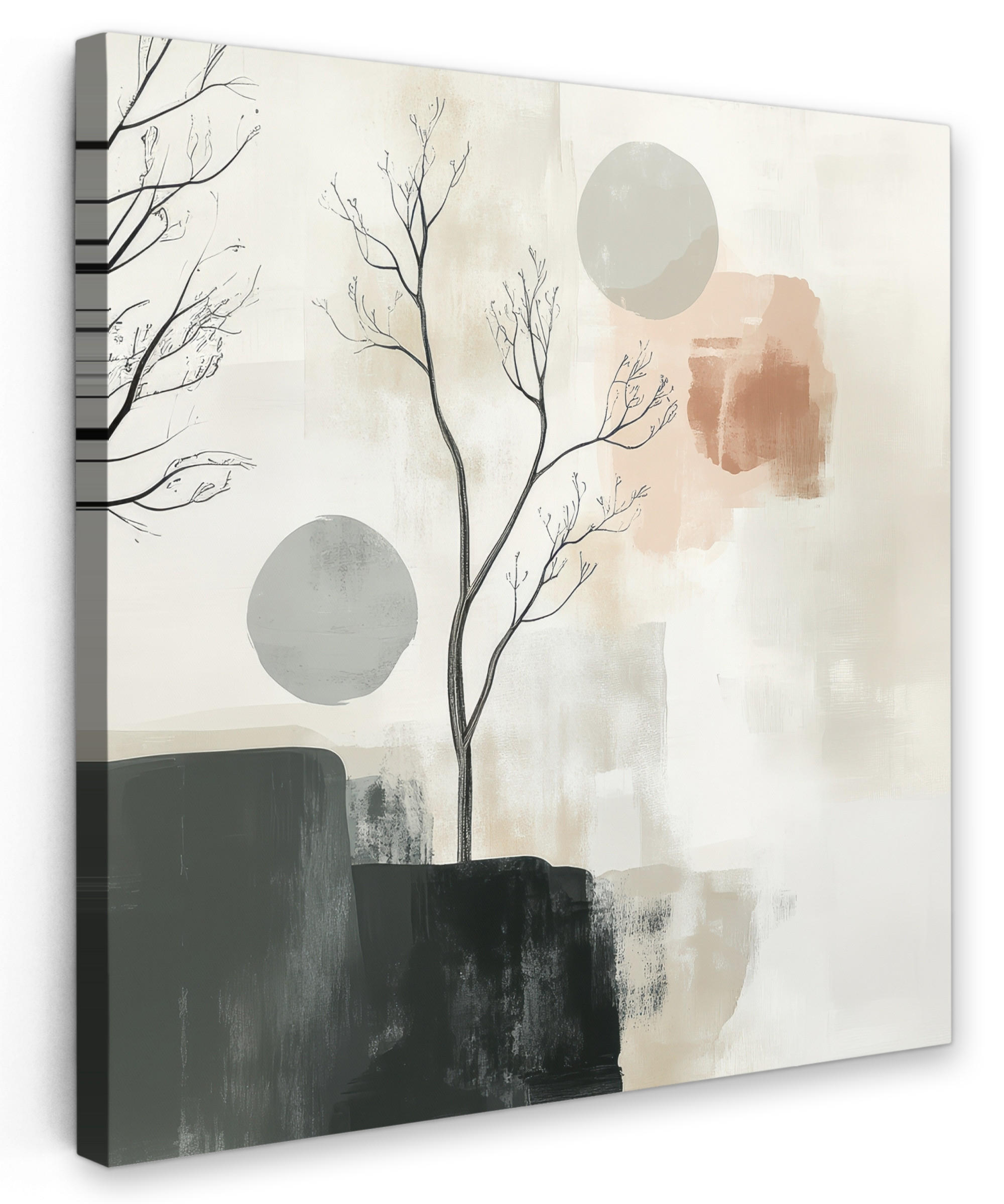 LEINWANDBILD Wabi sabi - Beige - Pflanze 50x50 cm - Sandfarben, Textil (50/50cm) - MuchoWow