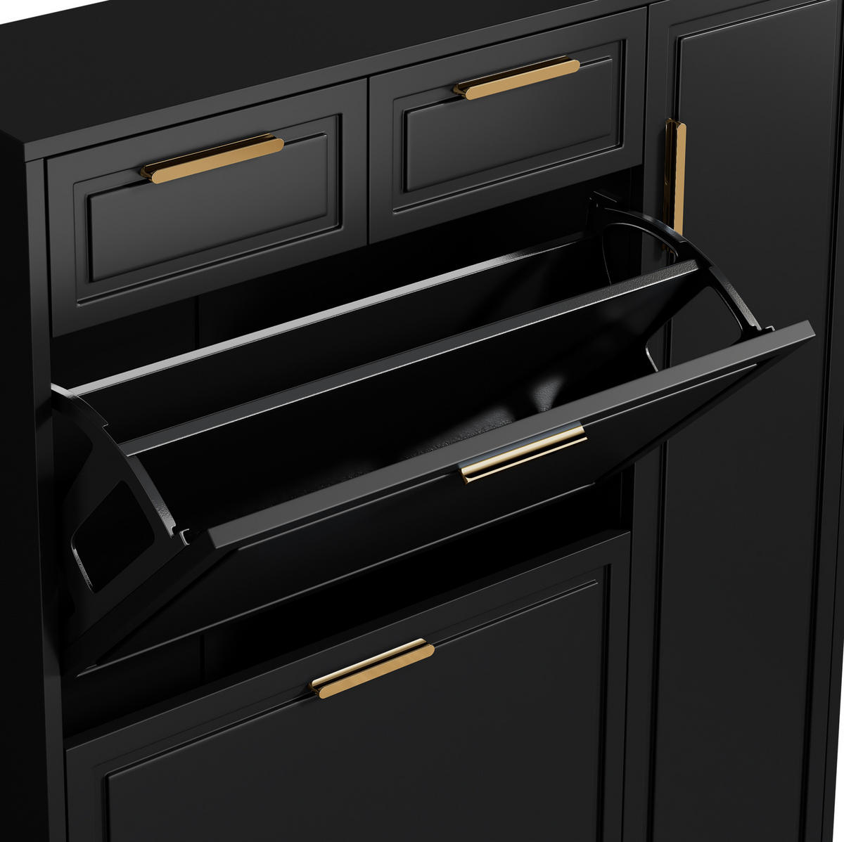 SCHUHSCHRANK 95/107/24 cm Schwarz aus Spanplatte mit verstellbaren Regalböden - Schwarz, Holzwerkstoff (95/107/24cm) - OKMYHOME