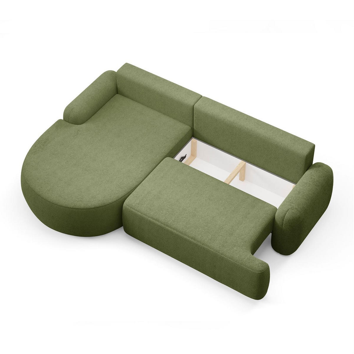 ECKSOFA CLEO mit Schlaffunktion Version Linke QUELLE 38 - Grün, Kunststoff (264/172cm) - Lookway