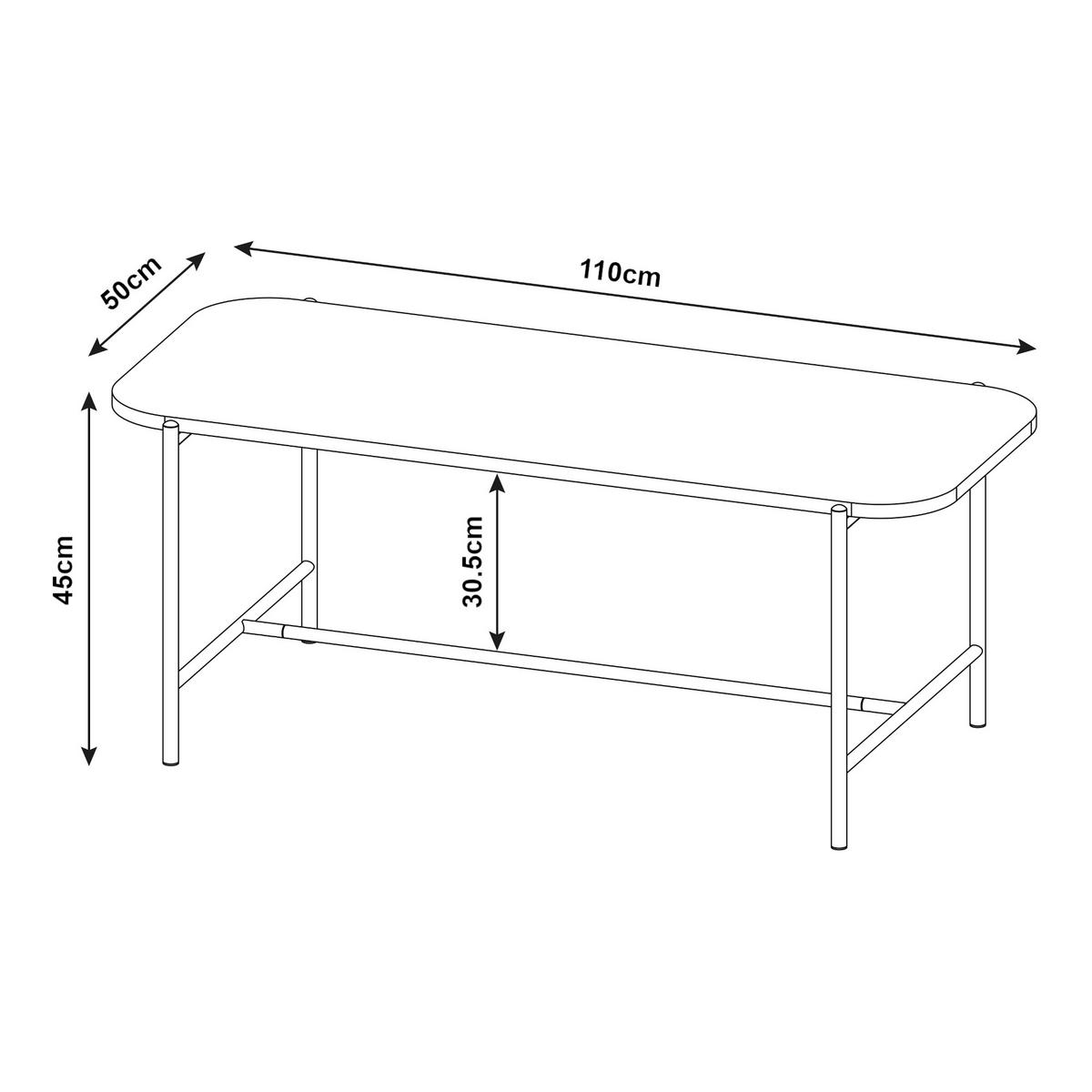 COUCHTISCH Samnanger 110/50/45 cm - Schwarz, Holzwerkstoff/Metall (110/50/45cm) - [en.casa]