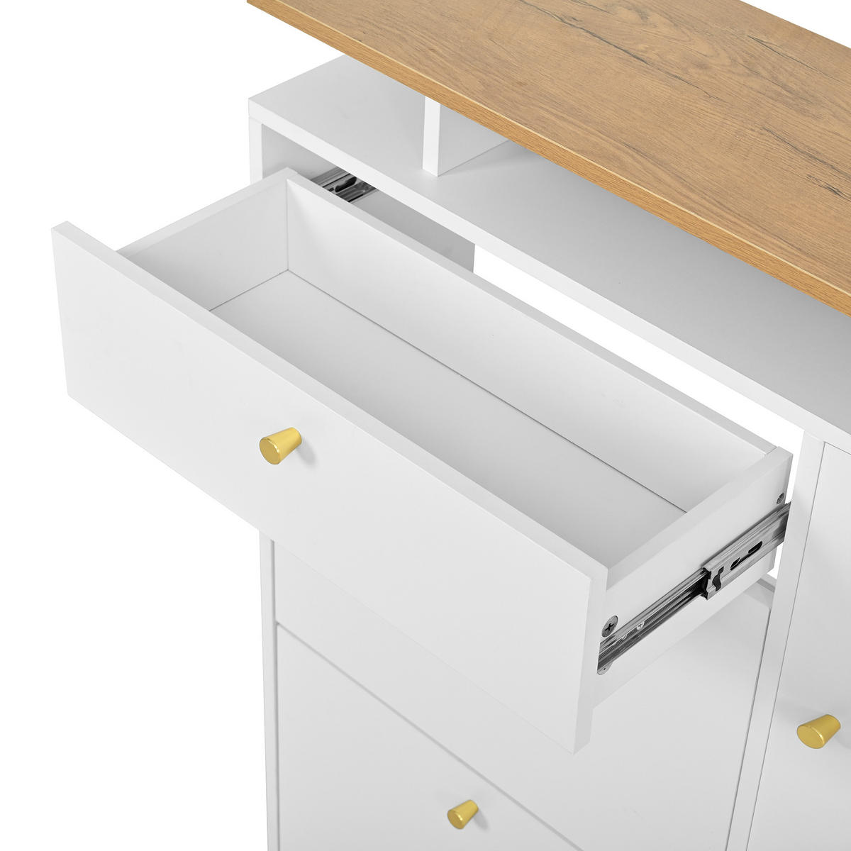 SCHUHSCHRANK aus Spanplatte 105x25x151.5cm in Weiß mit LED-Beleuchtung - Weiß, Holzwerkstoff (105/151.5/25cm) - Modfu