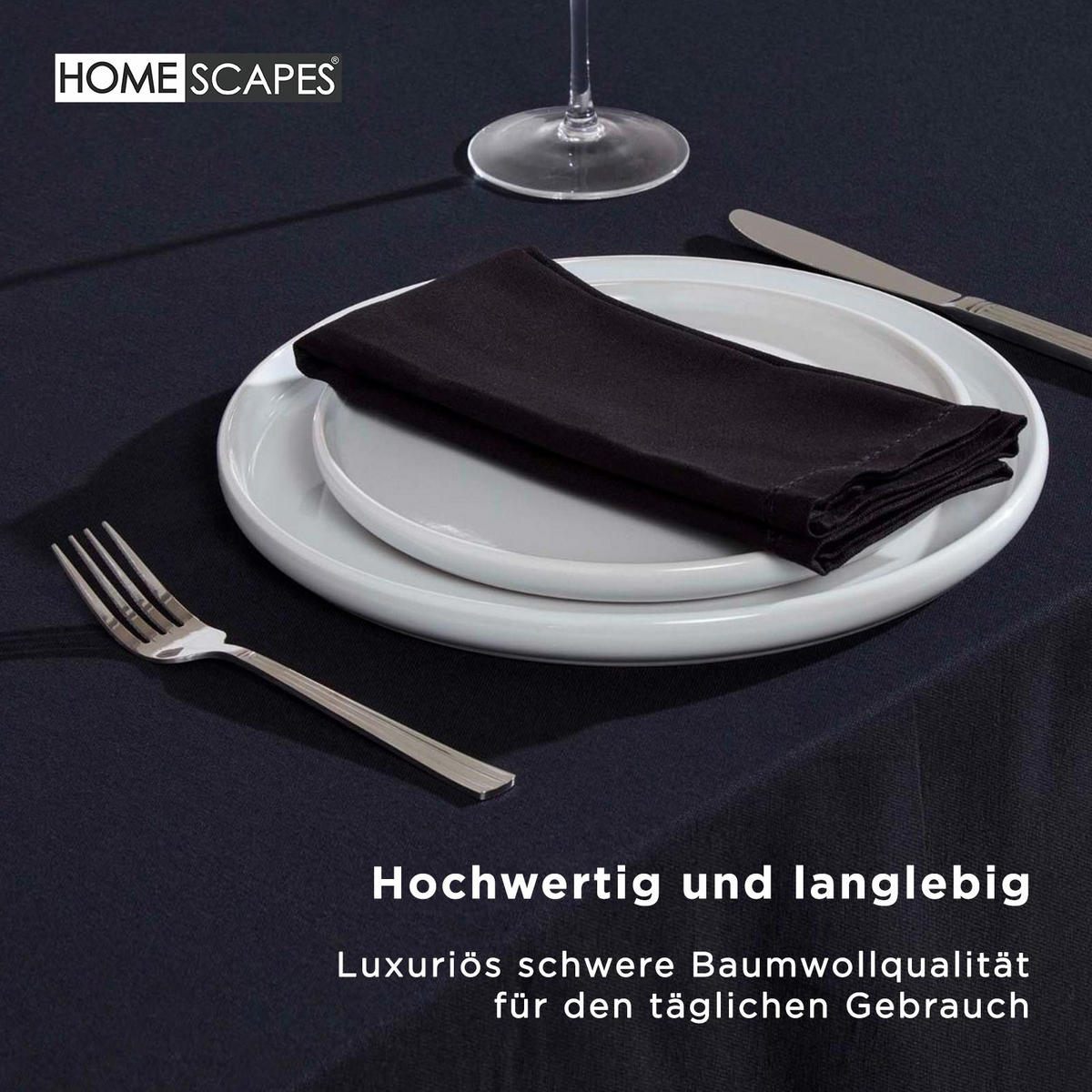 TISCHDECKE schwarz rund 178 cm, 100% Baumwolle - Schwarz, Textil (178/178cm) - Homescapes