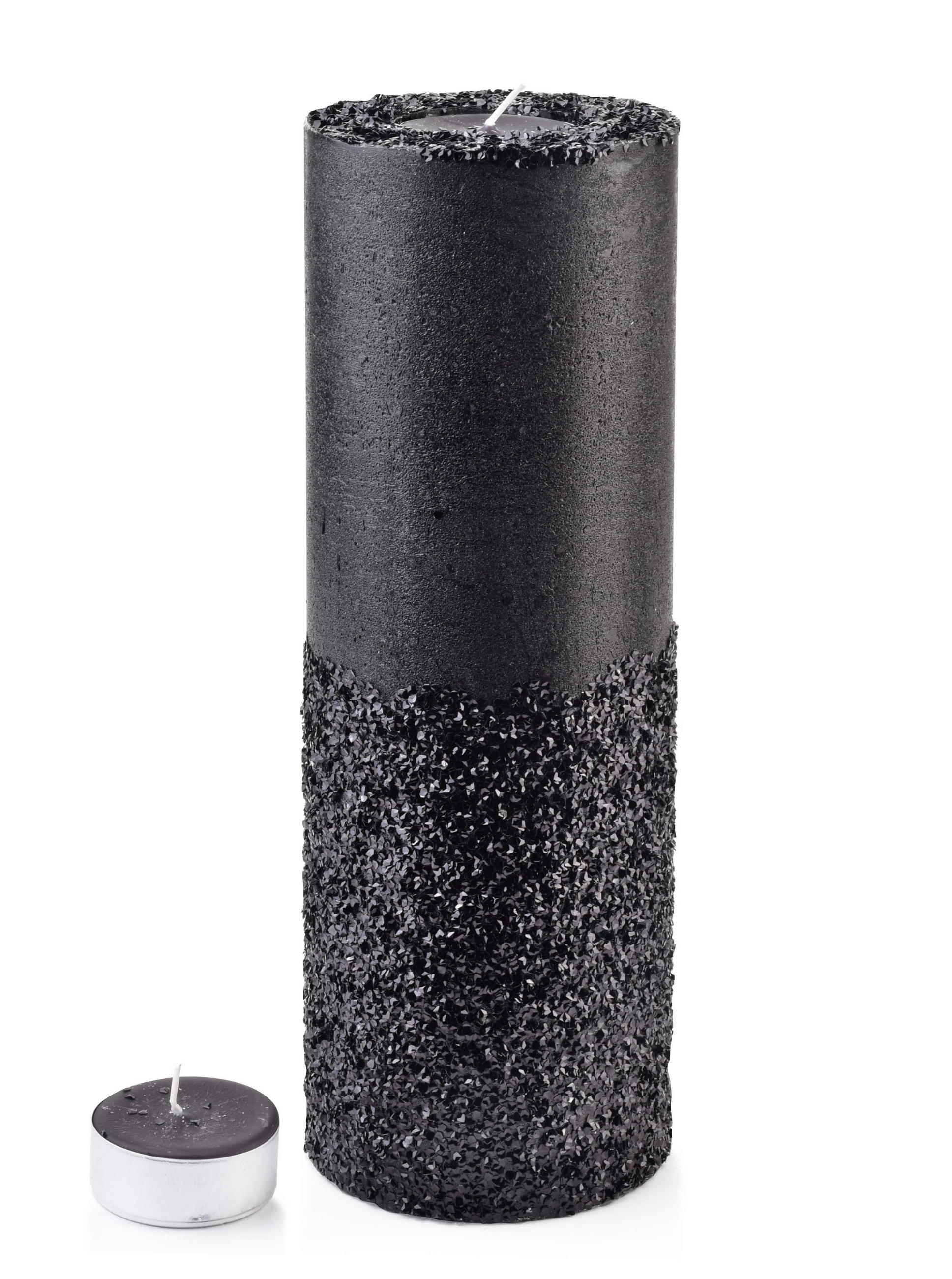 TEELICHTHALTER Diamond Schwarz 12/12/36 cm Naturmaterial - Schwarz, Naturmaterialien (36cm) - Mondex