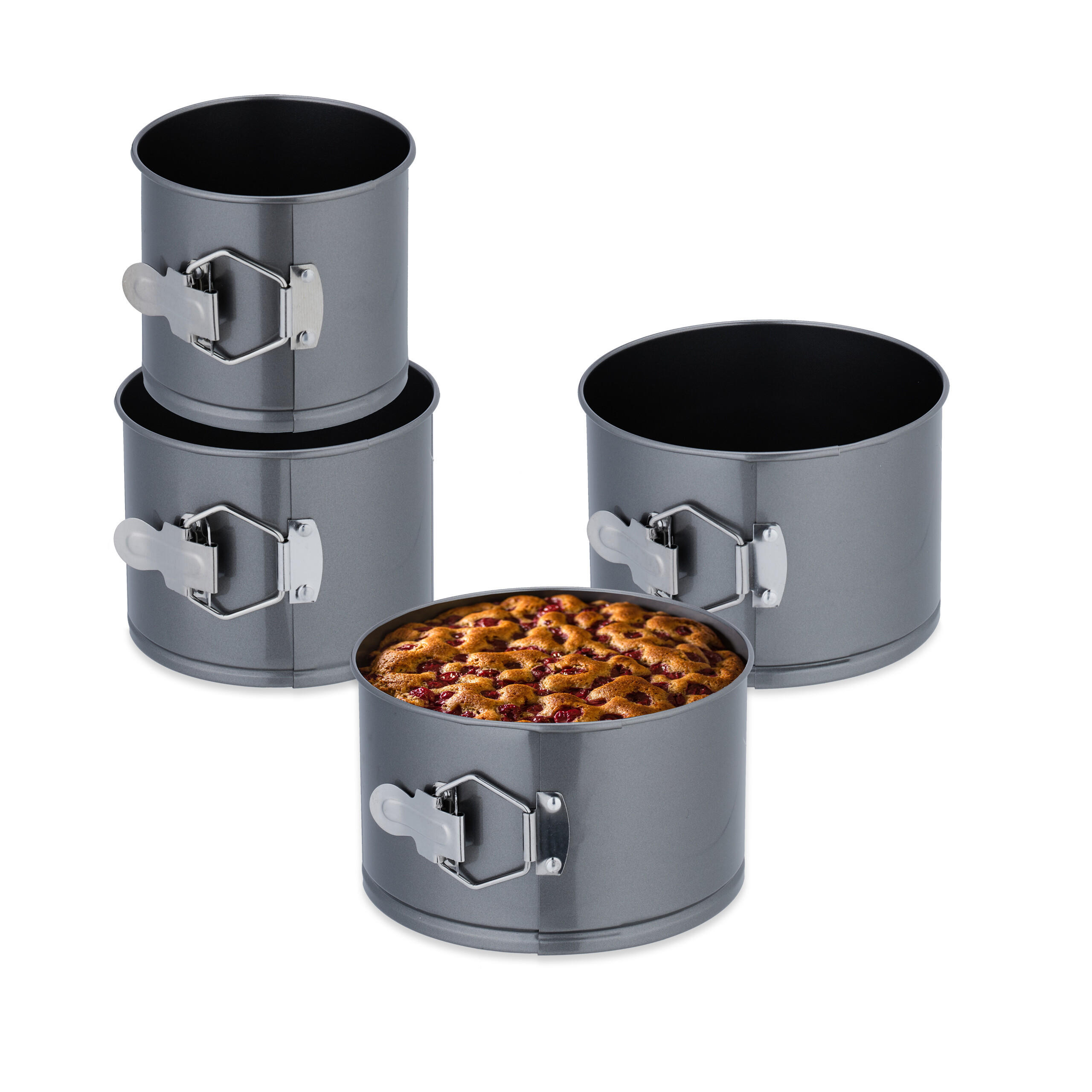 4-TLG.SPRINGFORM-SET - Anthrazit, Metall (18/11/18cm) - Relaxdays