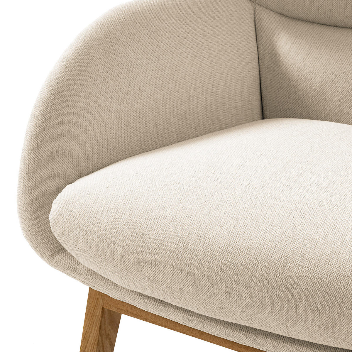 SESSEL - Eichefarben/Beige, Eichenholz/Textil (82/102/90cm) - home24