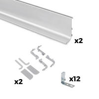 AUFLOTPROFILE Gola für Küchenmöbel, Länge 2,35m, mit Zubehör, Aluminium, matt eloxiert 2er-set - Grau, Metall (2.43/235cm) - EMUCA