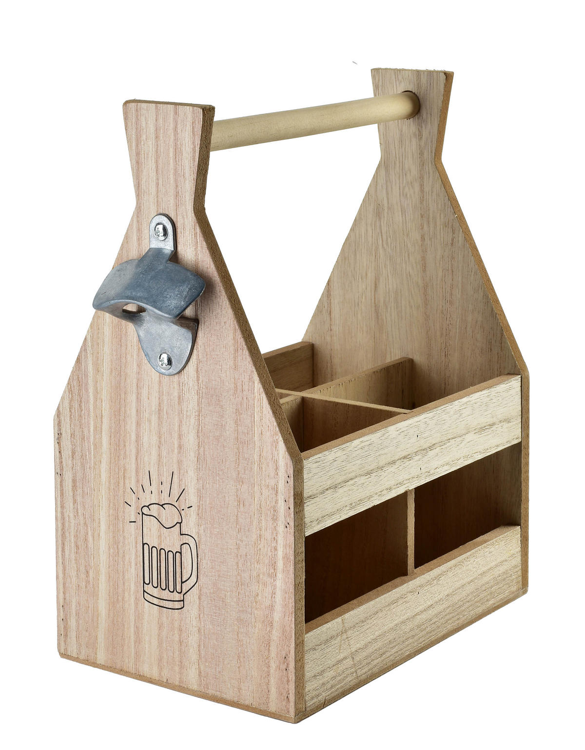 FLASCHENTRÄGER Daz Braun 22/14.5/28 cm Holz - Braun, Holz (14.5/28/22cm) - Mondex