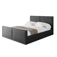 POLSTERBETT mit Bettkasten, Fußteil und Lattenrost, Boxbett mit Matratze H3/H4 - EMMI-Z 160x200 Schwarz Kunstleder - Schwarz Hochglanz, Holzwerkstoff/Textil (160/200cm) - ALTDECOR