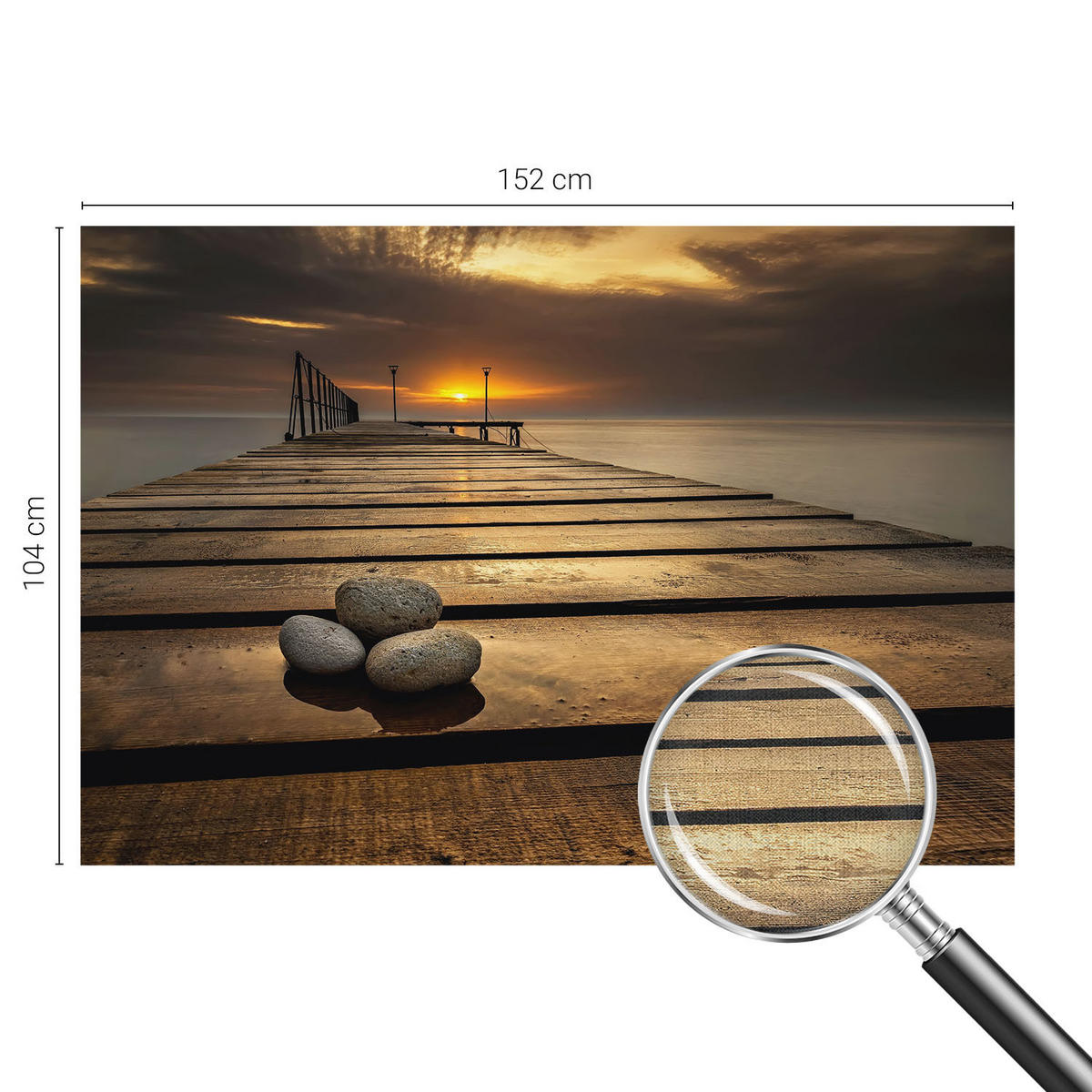 FOTOTAPETE 152x104 cm - Sonnenuntergang - Braun, Textil (152/104cm) - Wallfluent