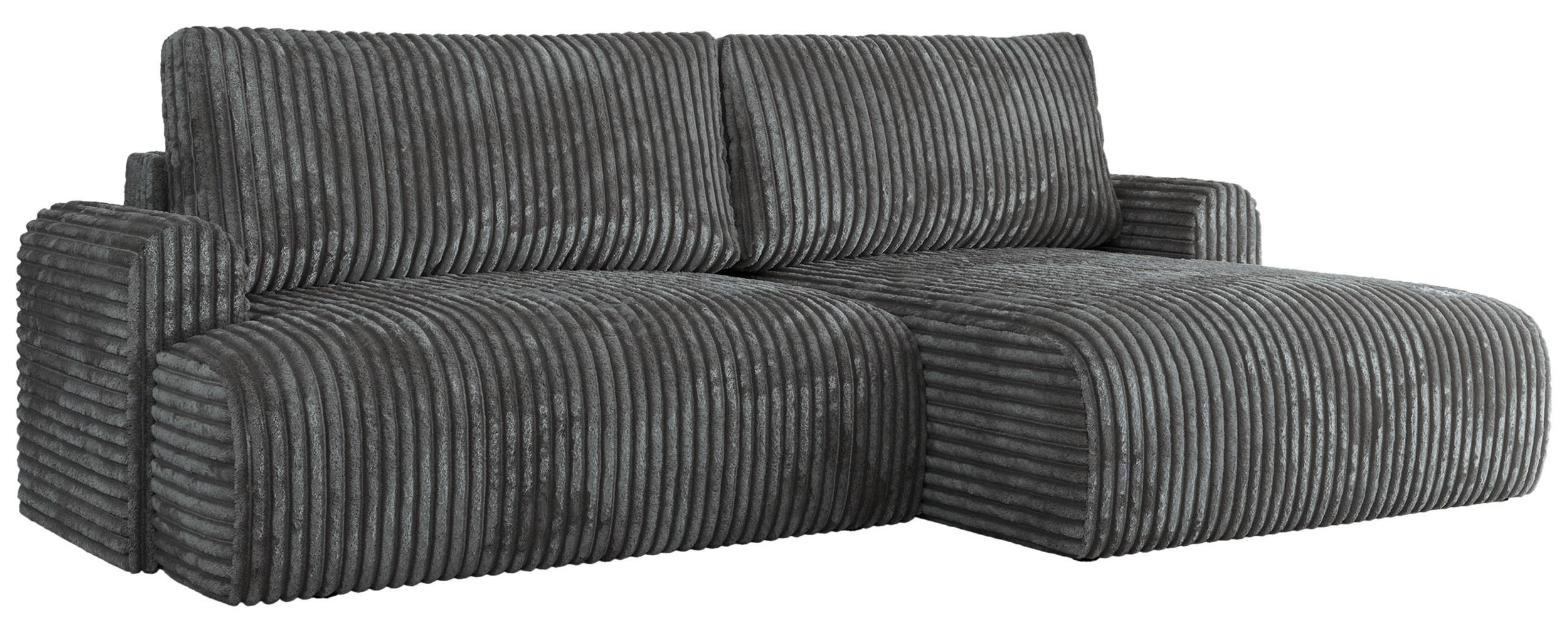 ECKSCHLAFSOFA TONO L Dunkelgrau Cord - rechts - Dunkelgrau/Schwarz, Kunststoff/Textil (150/260cm) - MKS