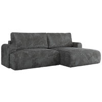 ECKSCHLAFSOFA TONO L Dunkelgrau Cord - rechts - Dunkelgrau/Schwarz, Kunststoff/Textil (150/260cm) - MKS