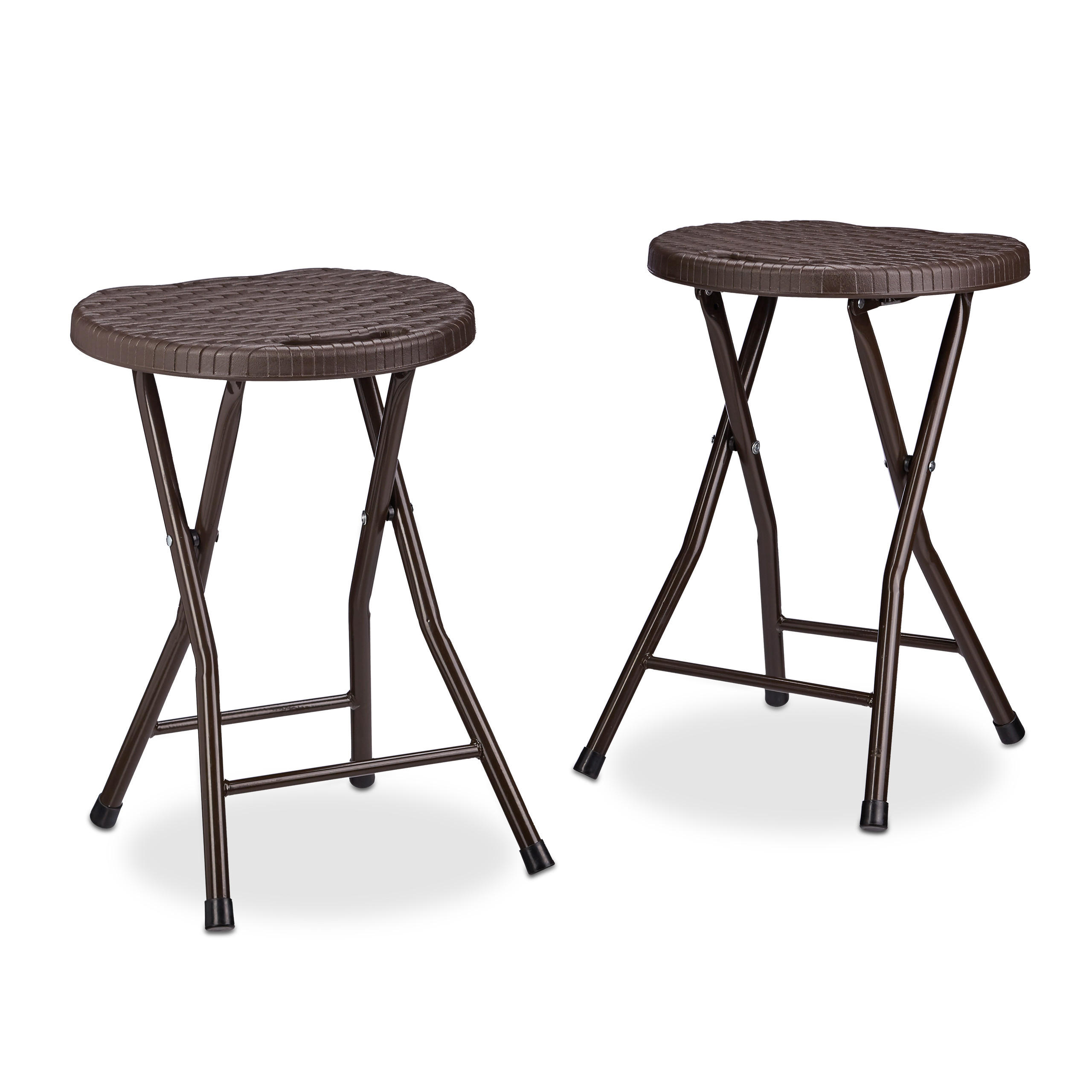 KLAPPHOCKER - Dunkelbraun, Kunststoff/Metall (33/45/29cm) - Relaxdays