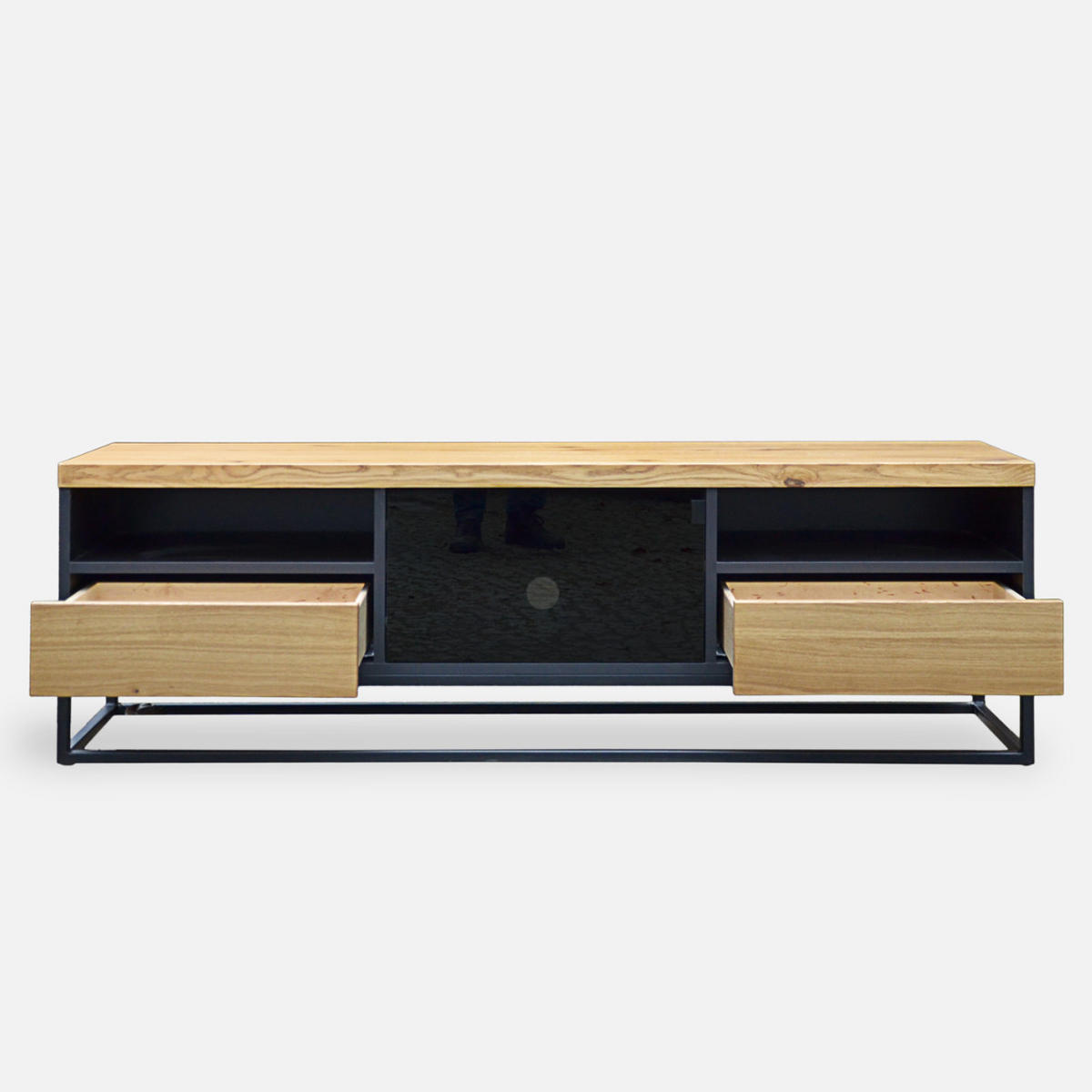 TV-SCHRANK Loft schwarzer für Wohnzimmer CARLA I - Eichefarben, Holz (160/50/45cm) - Rawood Furniture