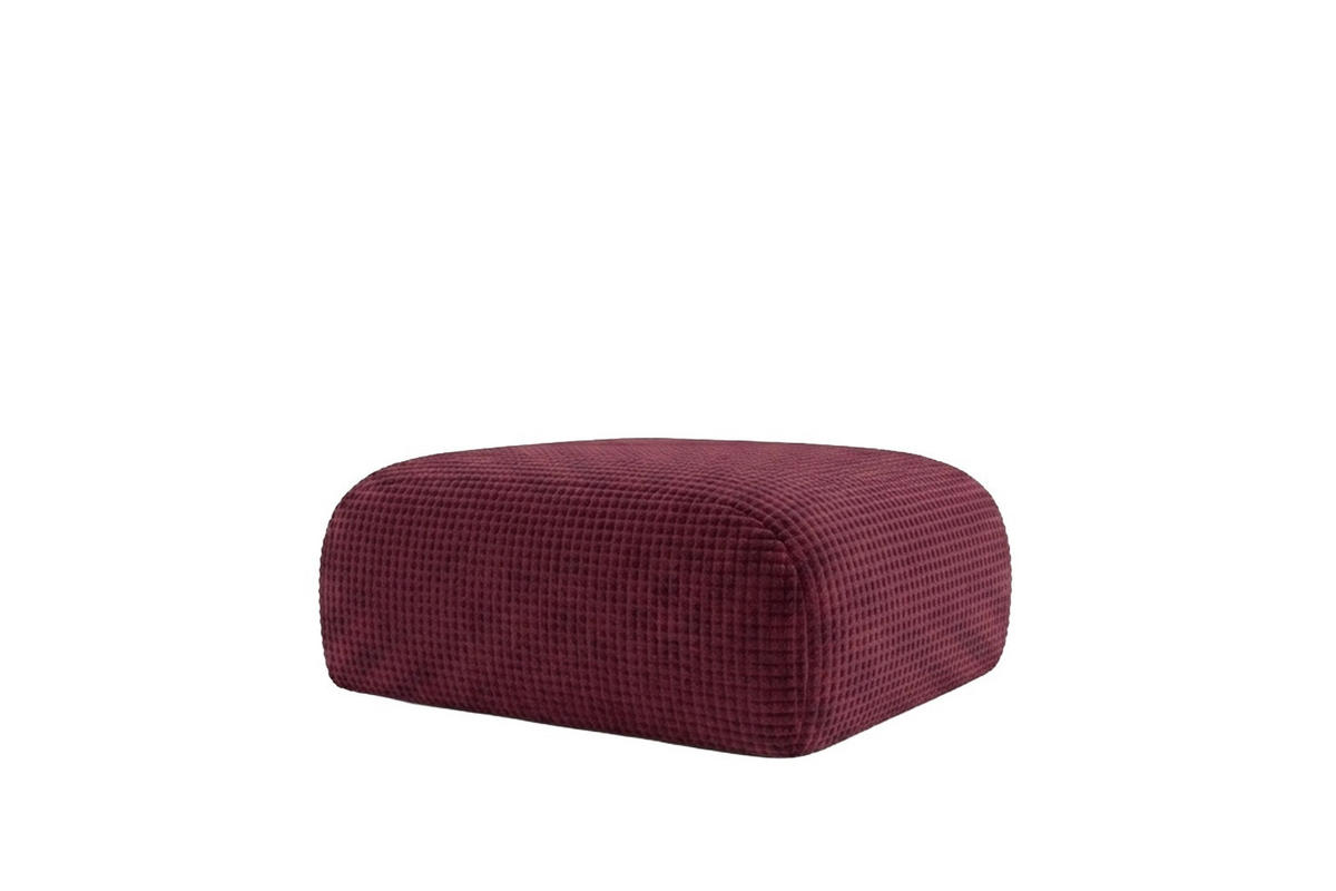 HOCKER, Sitzhocker, Chenille-Stoff Cremona, Rotwein, GRETA - Weinrot, Holz (91/40/89cm) - Kaiser Möbel
