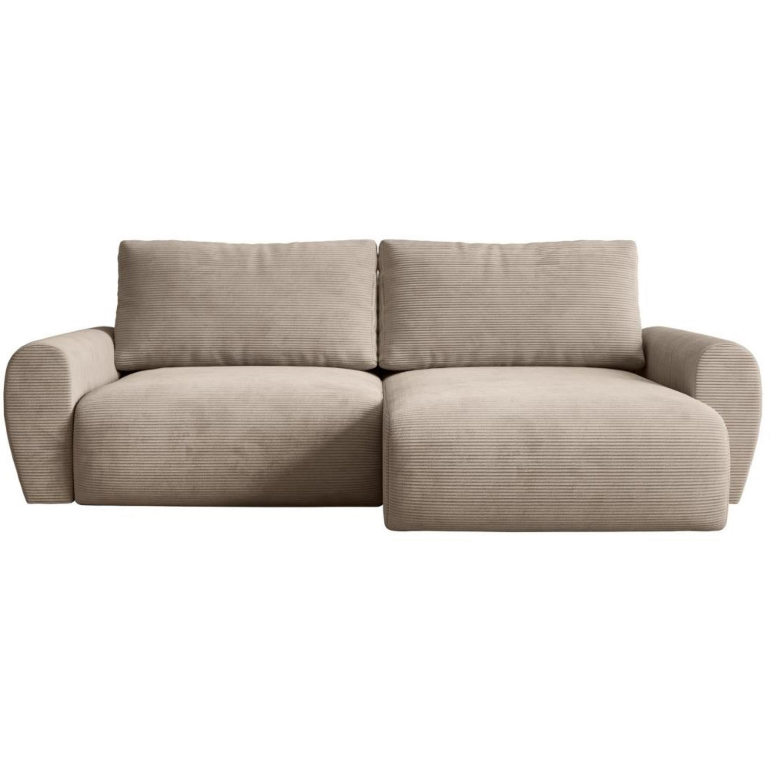 ECKSCHLAFSOFA Poss L cappuccino rechts - Cappuccino, Textil (253/153cm) - Beautysofa