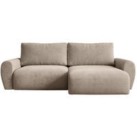 ECKSCHLAFSOFA Poss L cappuccino rechts - Cappuccino, Textil (253/153cm) - Beautysofa