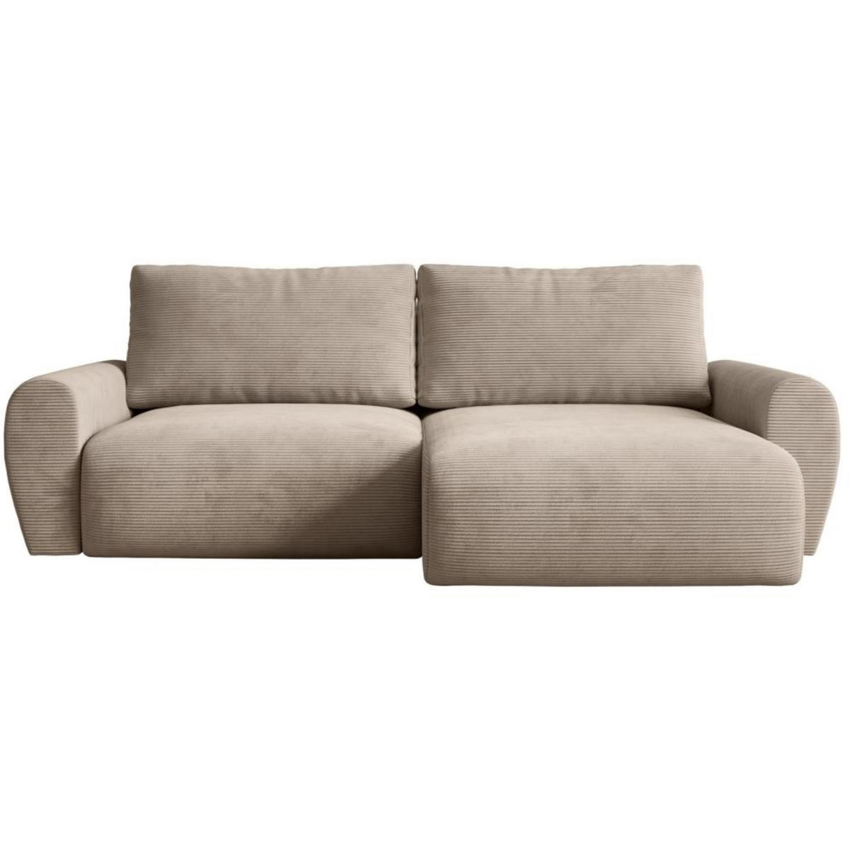 ECKSCHLAFSOFA Poss L cappuccino rechts - Cappuccino, Textil (253/153cm) - Beautysofa