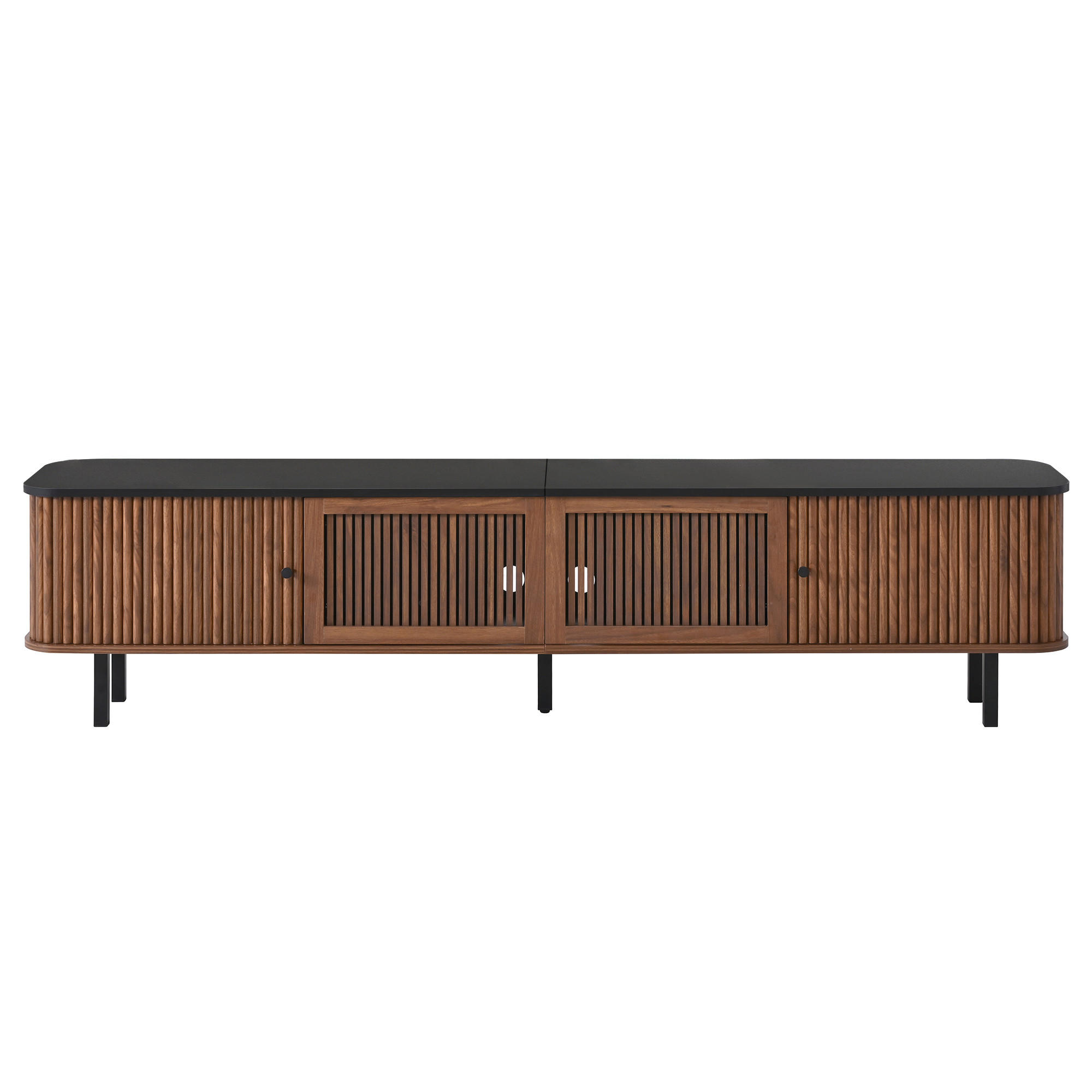 TV-SCHRANK 190/35/45 cm Nussbaum mit 2 Schiebetüren und Gittertür - Nussbaumfarben, Holzwerkstoff (190/45/35cm) - Oxeza