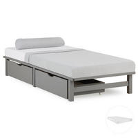 STAURAUMBETT mit Matratze 90/200 cm grau - Grau, Holz (90/200cm) - Homestyle4u